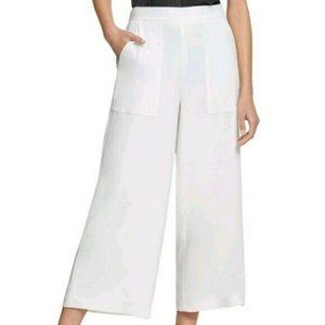 NWT Womens DKNY Wide Leg Ivory White Cropped Pants